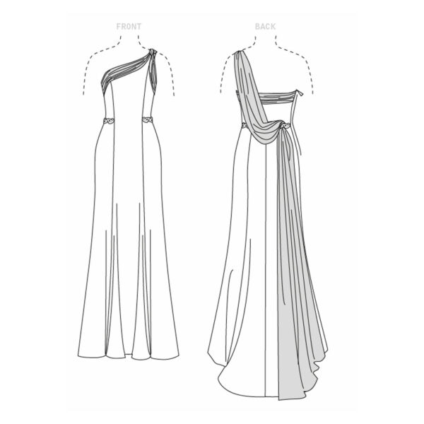 Vogue Schnittmuster V1616 - Kleid - Abendkleid im One Shoulder Design – Bild 7