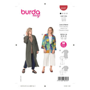 Burda Style Schnittmuster Nr. 6107 - Mantel - Blusenjacke - Leichte Sommerjacke - +Größe