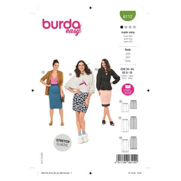Burda Style Schnittmuster Nr. 6112 - Röcke - verschiedene Varianten