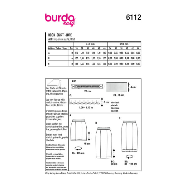 Burda Style Schnittmuster Nr. 6112 - Röcke - verschiedene Varianten – Bild 11