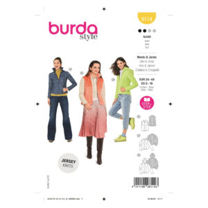 Burda Style Schnittmuster Nr. 6114 - Weste und Jacken mit und ohne Kapuze