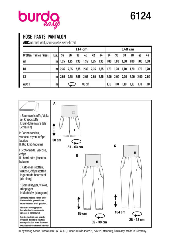 Burda Style Schnittmuster Nr. 6124 - Hosen aus Bündchenware – Bild 11