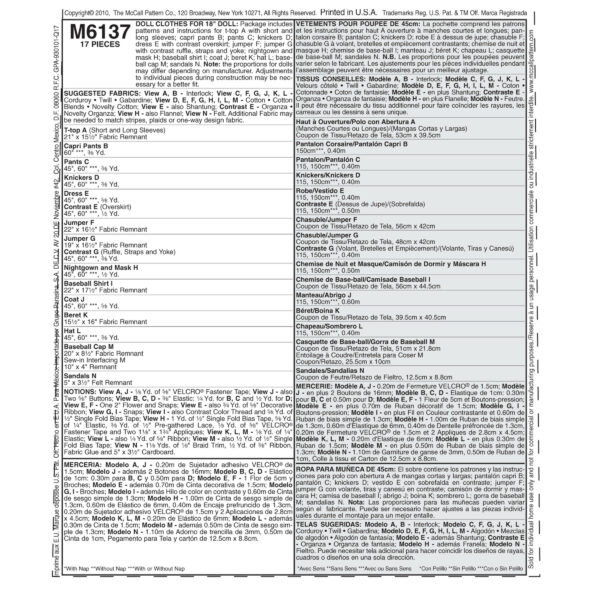McCall's Schnittmuster M6137 - Puppenkleider für 45 cm Puppengröße – Bild 9