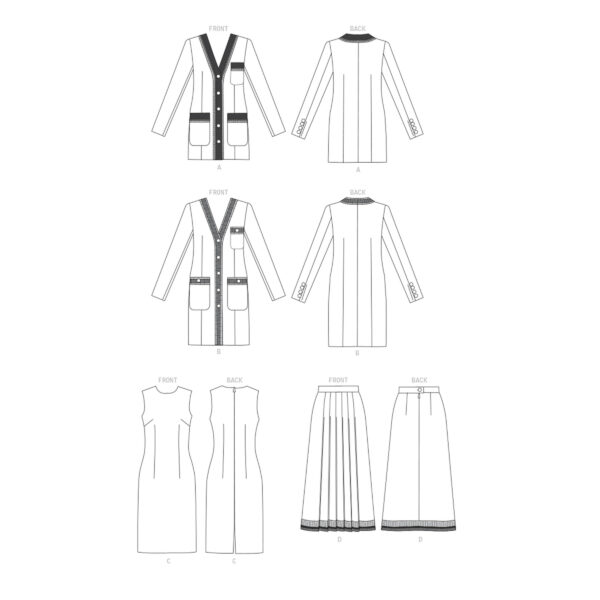 Vogue Schnittmuster V1643 - Kombination - Jacke, Kleid und Rock – Bild 10
