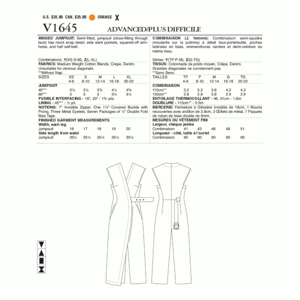 Vogue Schnittmuster V1645 - Overall - ärmellos - Wickeloptik – Bild 5