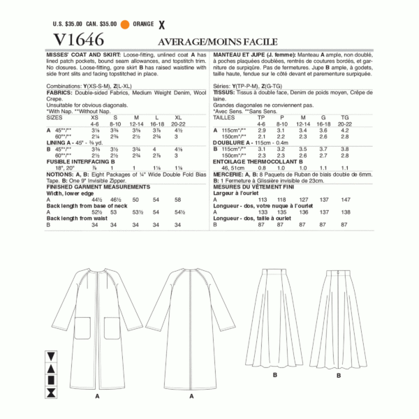 Vogue Schnittmuster V1646 - Rock - Kurzmantel - Longjacke – Bild 6