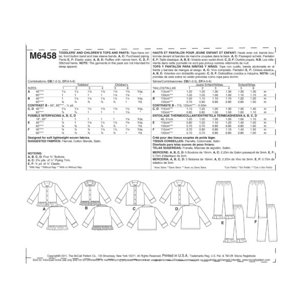 McCall's Schnittmuster M6458 - Schlafanzug für Mädchen und Jungen – Bild 9