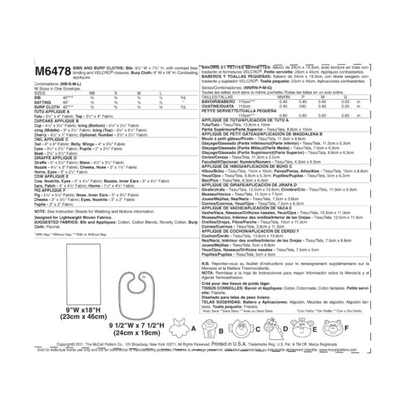 McCall's Schnittmuster M6478 - Babylätzchen und Spucktücher – Bild 10