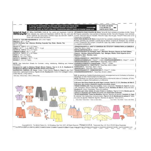 McCall's Schnittmuster M6526 - Puppenkleider - Auswahl für Puppen von 46 cm – Bild 9