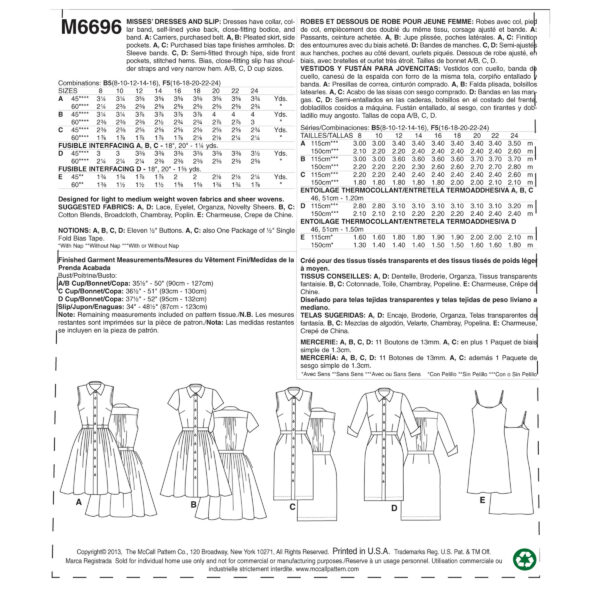 McCall's Schnittmuster M6696 - Kleid - ärmellos - Kurzarm - Top – Bild 9