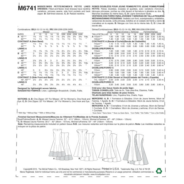McCall's Schnittmuster M6741 - Kleid - ärmellos -Teilungsnaht – Bild 7