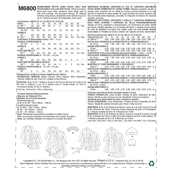 McCall's Schnittmuster M6800 - Jacke - Mantel - glockiges Unterteil – Bild 10