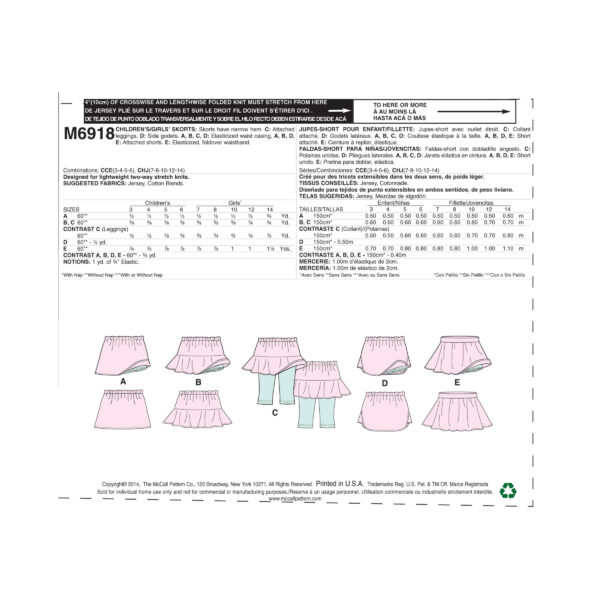 McCall's Schnittmuster M6918 - Rock - Hosenrock für Mädchen – Bild 10