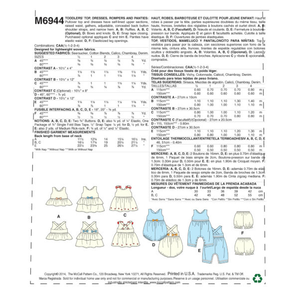 McCall's Schnittmuster M6944 - Rüschenkleid - Pumphose - Latzhose – Bild 4