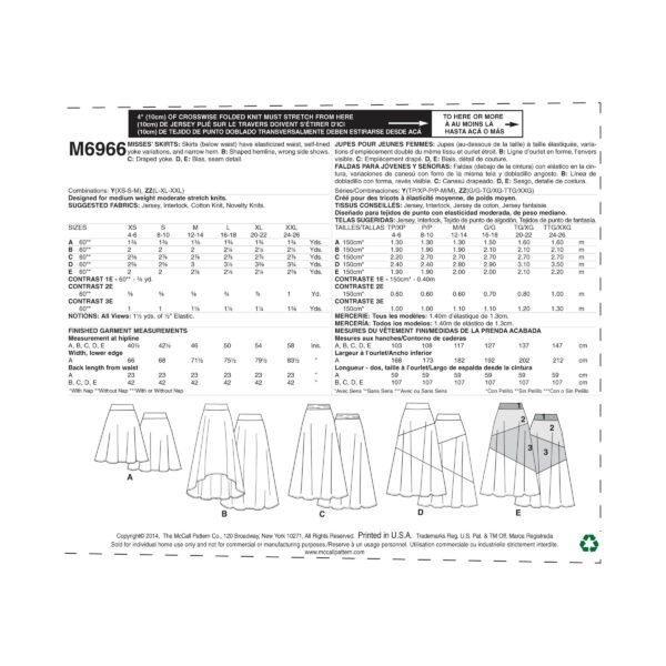 McCall's Schnittmuster M6966 - Rock - schwungvoll mit Sattel - Blockfarben – Bild 4