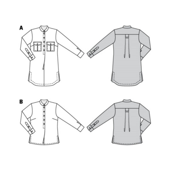 Burda Style Schnittmuster Nr. 6001 - Bluse - mit Stehkragen und Seitenschlitz – Bild 9