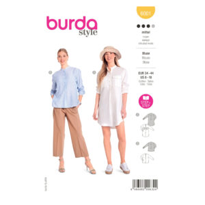Burda Style Schnittmuster Nr. 6001 - Bluse - mit Stehkragen und Seitenschlitz