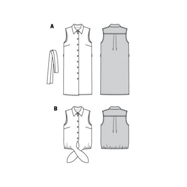Burda Style Schnittmuster Nr. 6003 - Kleid und Bluse - geknöpft - ärmellos – Bild 9