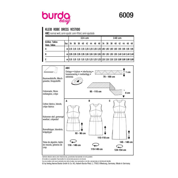 Burda Style Schnittmuster Nr. 6009 - Kleid - ärmellos - Verschlusslos – Bild 11