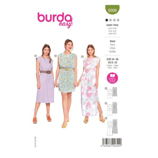 Burda Style Schnittmuster Nr. 6009 - Kleid - ärmellos - Verschlusslos