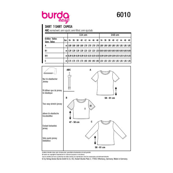 Burda Style Schnittmuster Nr. 6010 - Shirt - T-Shirt - runder Ausschnitt – Bild 11