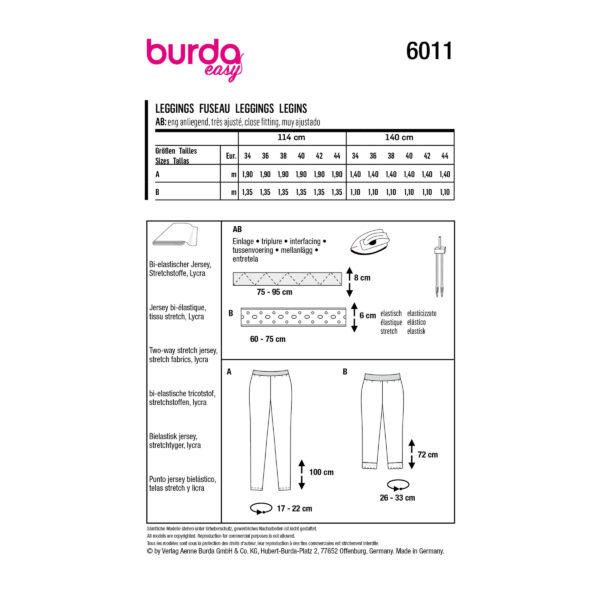 Burda Style Schnittmuster Nr. 6011 - Leggings - 2 Varianten – Bild 8