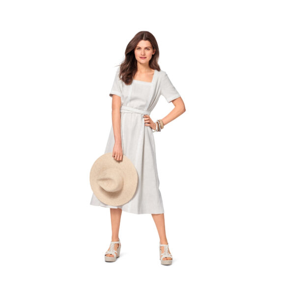Burda Style Schnittmuster Nr. 6014 - Kleid - Bindebänder - Karree-Ausschnitt – Bild 3