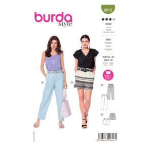 Burda Style Schnittmuster Nr. 6015 - Hose - Shorts - mit Gummizug und Taschen