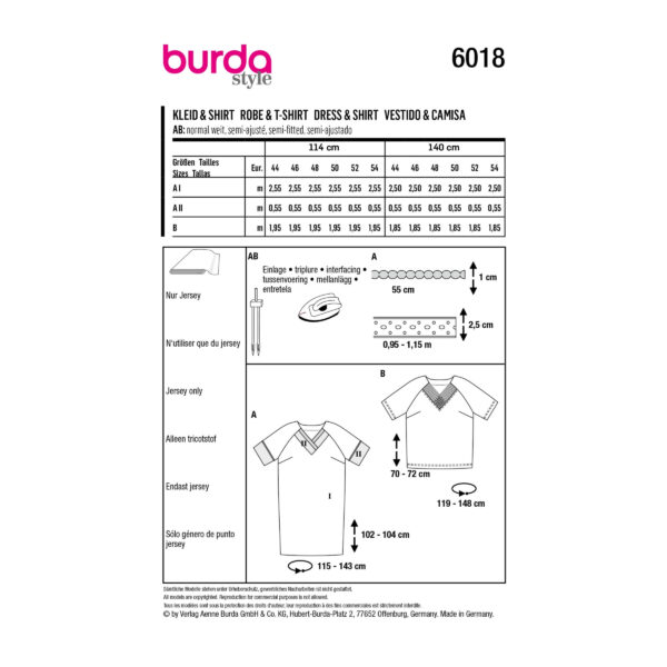 Burda Style Schnittmuster Nr. 6018 - Kleid und Shirt - V-Ausschnitt – Bild 10