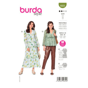 Burda Style Schnittmuster Nr. 6023 - Kleid und Bluse - V-Ausschnitt - Stufen