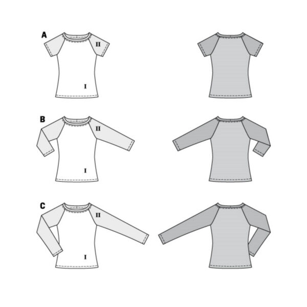 Burda Style Schnittmuster Nr. 6028 - Shirt - T-Shirt - Longsleeve - Raglanärmel – Bild 9