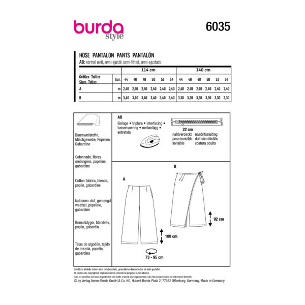 Burda Style Schnittmuster Nr. 6035 - Hose - Culotte oder Hosenrock – Bild 8
