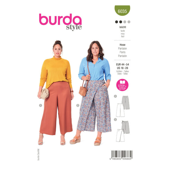 Burda Style Schnittmuster Nr. 6035 - Hose - Culotte oder Hosenrock
