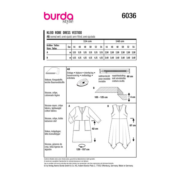 Burda Style Schnittmuster Nr. 6036 - Kleid - feminin oder sportiv – Bild 8