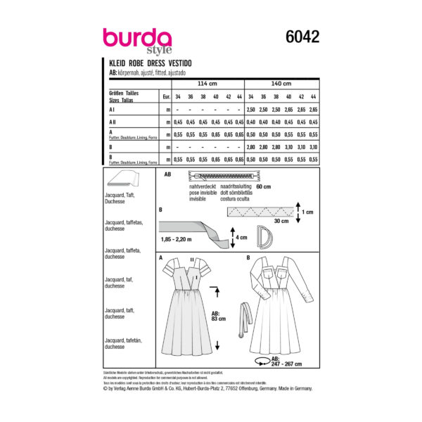 Burda Style Schnittmuster Nr. 6042 - Kleid - Kleider im Retro-Look - Armvariante – Bild 10