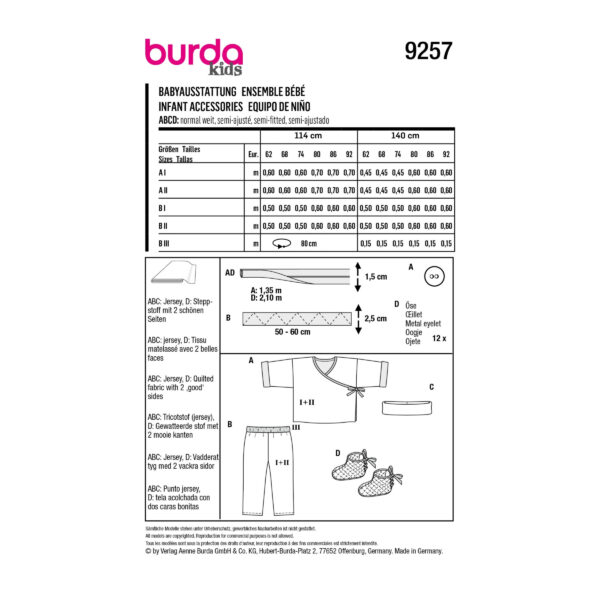 Burda Kids Schnittmuster Nr. 9257 - Babyausstattung - Hose - Jacke - Schuhe – Bild 12