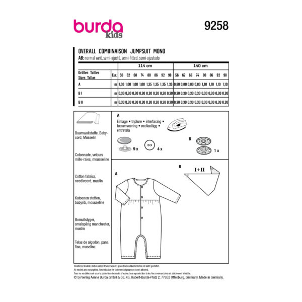 Burda Kids Schnittmuster Nr. 9258 - Overall - Dreieckstuch - praktisch - bequem – Bild 7