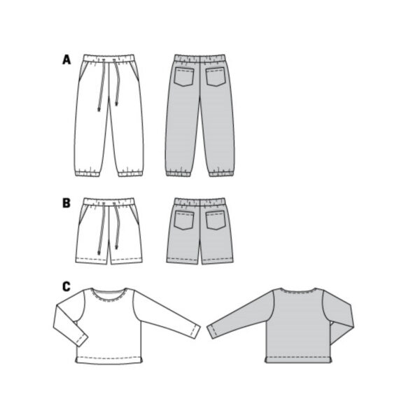 Burda Kids Schnittmuster Nr. 9261 - Kombination - Shirt und Hose - kurz o. lang – Bild 11