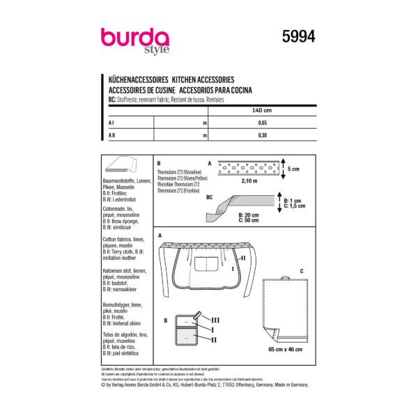 Burda Style Schnittmuster Nr. 5994 - Küchenaccessoires – Bild 9
