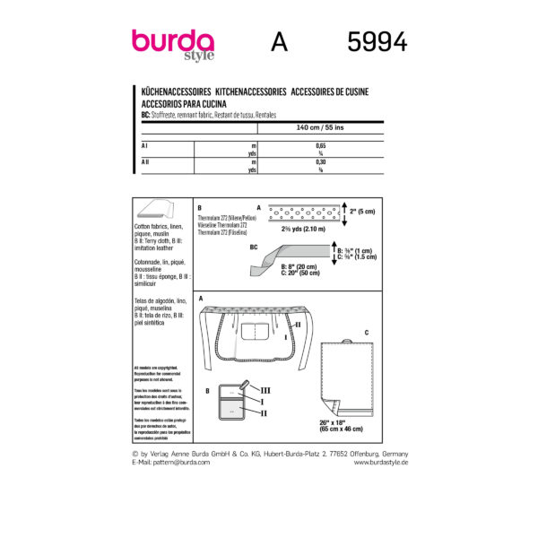 Burda Style Schnittmuster Nr. 5994 - Küchenaccessoires – Bild 10