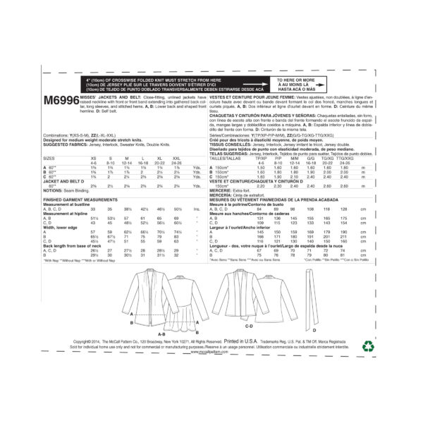 McCall's Schnittmuster M6996 - Jacke - Cardigan - verschlusslose Jacke – Bild 5