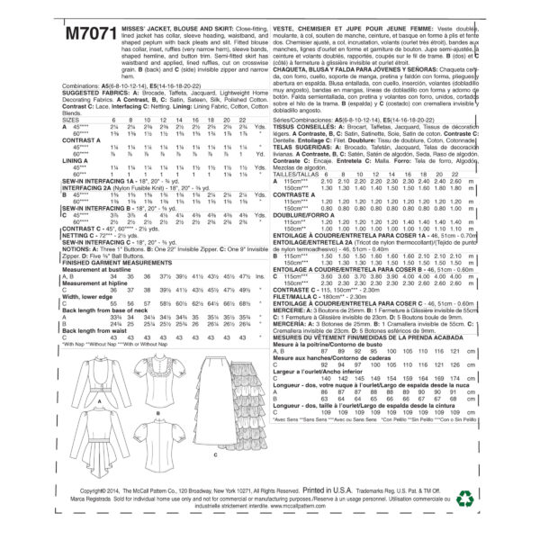 McCall's Schnittmuster M7071 - Mittelalter - Biedermeier - Bluse - Rock - Jacke – Bild 4