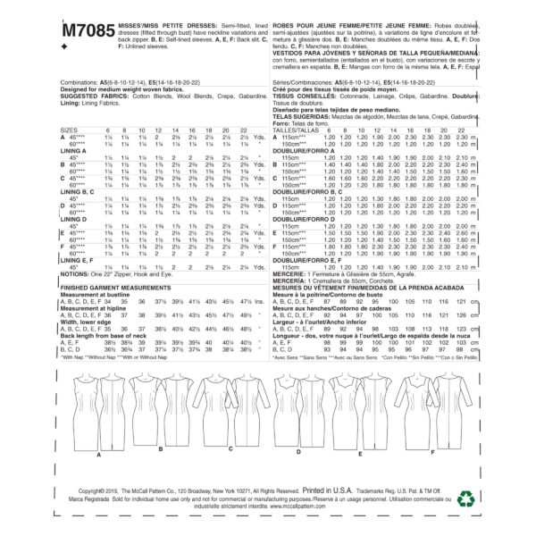 McCall's Schnittmuster M7085 - Kleid - figurbetont - Abnäher – Bild 4