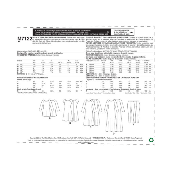 McCall's Schnittmuster M7122 - Kleid - Longshirt - Legging – Bild 4