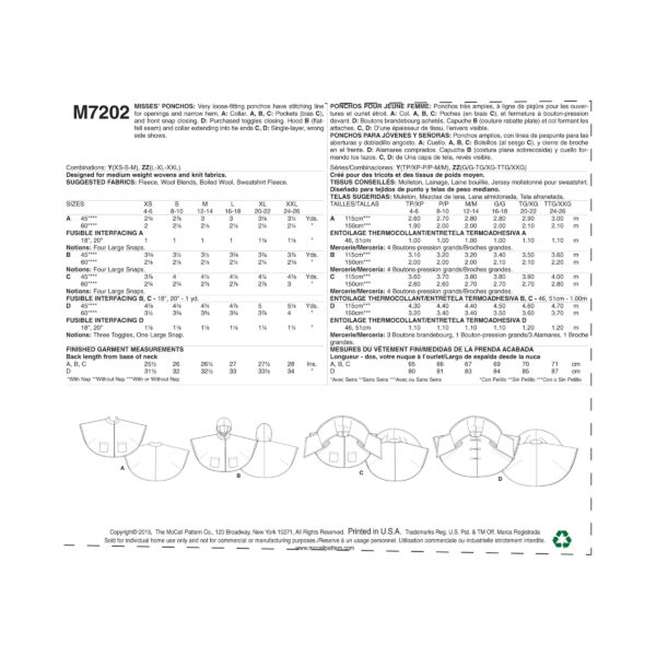 McCalls Schnittmuster M7202 - Umhang - Cape - Poncho – Bild 4