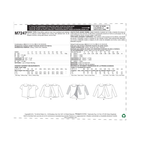 McCalls Schnittmuster M7247 - Shirt - Longsleeve - Lagenlook – Bild 4
