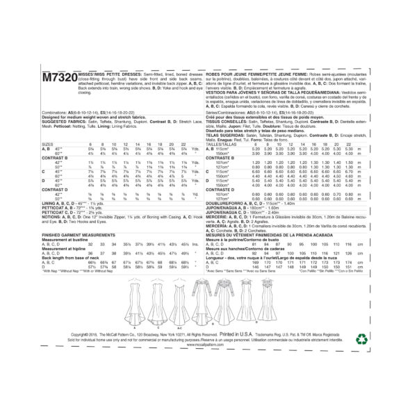McCalls Schnittmuster M7320 - Kleid - Corsagenoberteil - Schleppe – Bild 4