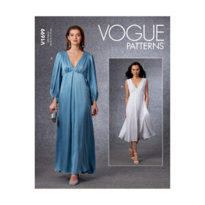 Vogue Schnittmuster V1699 - Kleid - Oberteil angeriehen - V-Ausschnitt