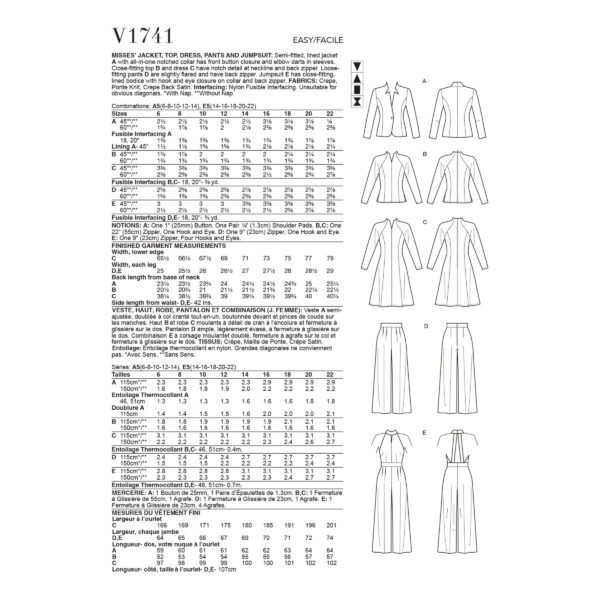 Vogue Schnittmuster V1741 - Kombination - Hosenanzug, Kleid und Overall – Bild 8