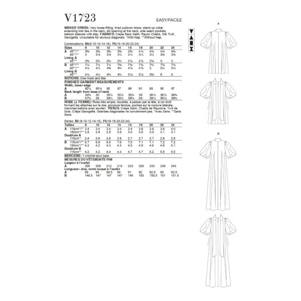 Vogue Schnittmuster V1723 - Kleid - weit ausgestellt - Hängerkleid – Bild 7